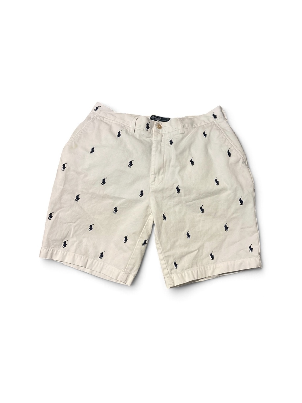 Polo by Ralph Lauren Cream Embroidered Polo Player Cotton Shorts Size 34